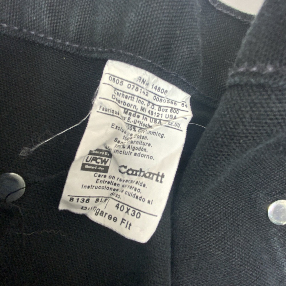 Vintage‎ Carhartt B136 Double Knee Jeans Pants size 40x30 Dungaree Fit Black USA - Picture 13 of 13